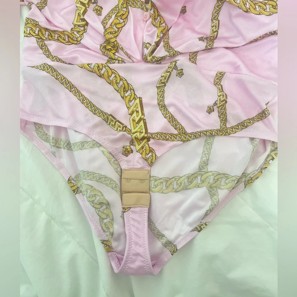 Versace Chain Pink loose long sleeve bodysuit - Picture 13 of 16